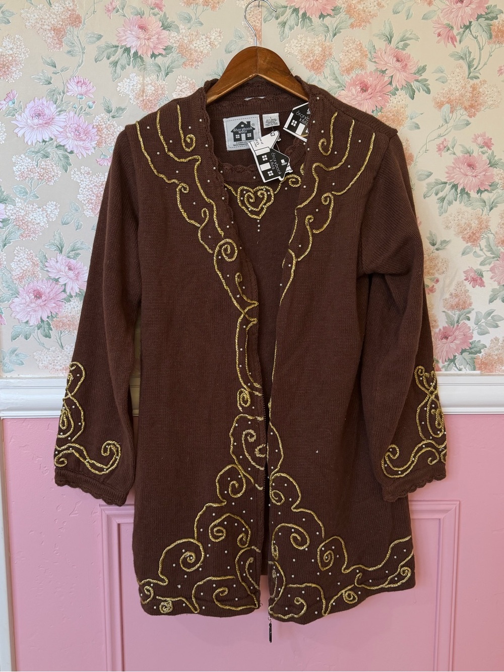Set Embellished Brown Women's Cardigan Jacket